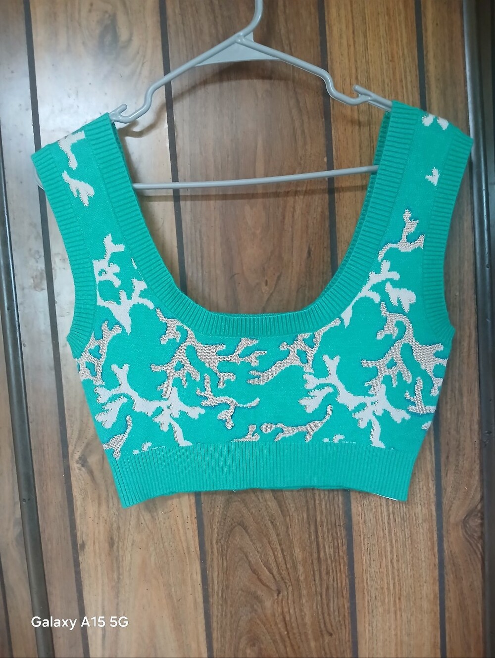 Anthropologie Turquoise and Cream Knit Crop Top